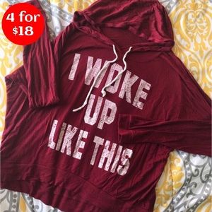 French Pastry Burgundy Hooded Top